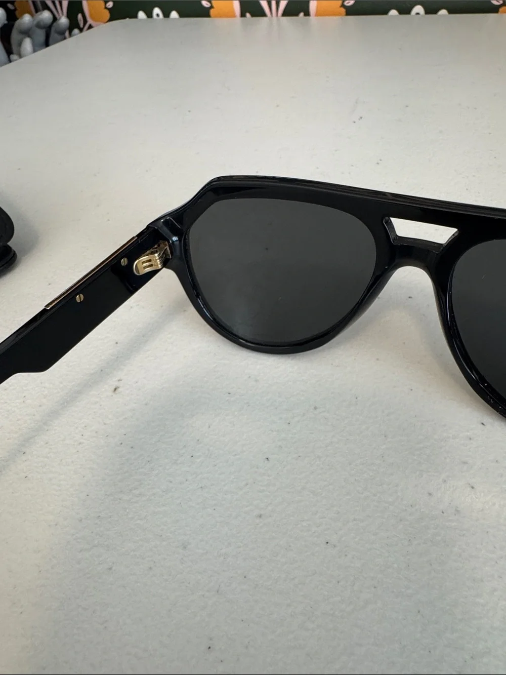 Men’s Dolce & Gabbana Black Shield Sunglasses with Black Case